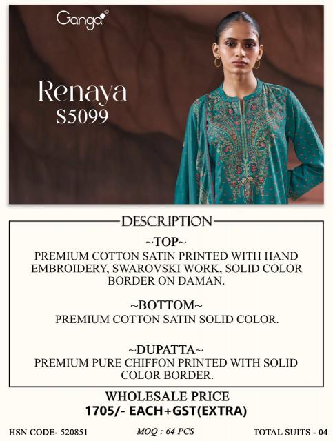 Ganga renaya 5099 printed cotton dress material wholesale